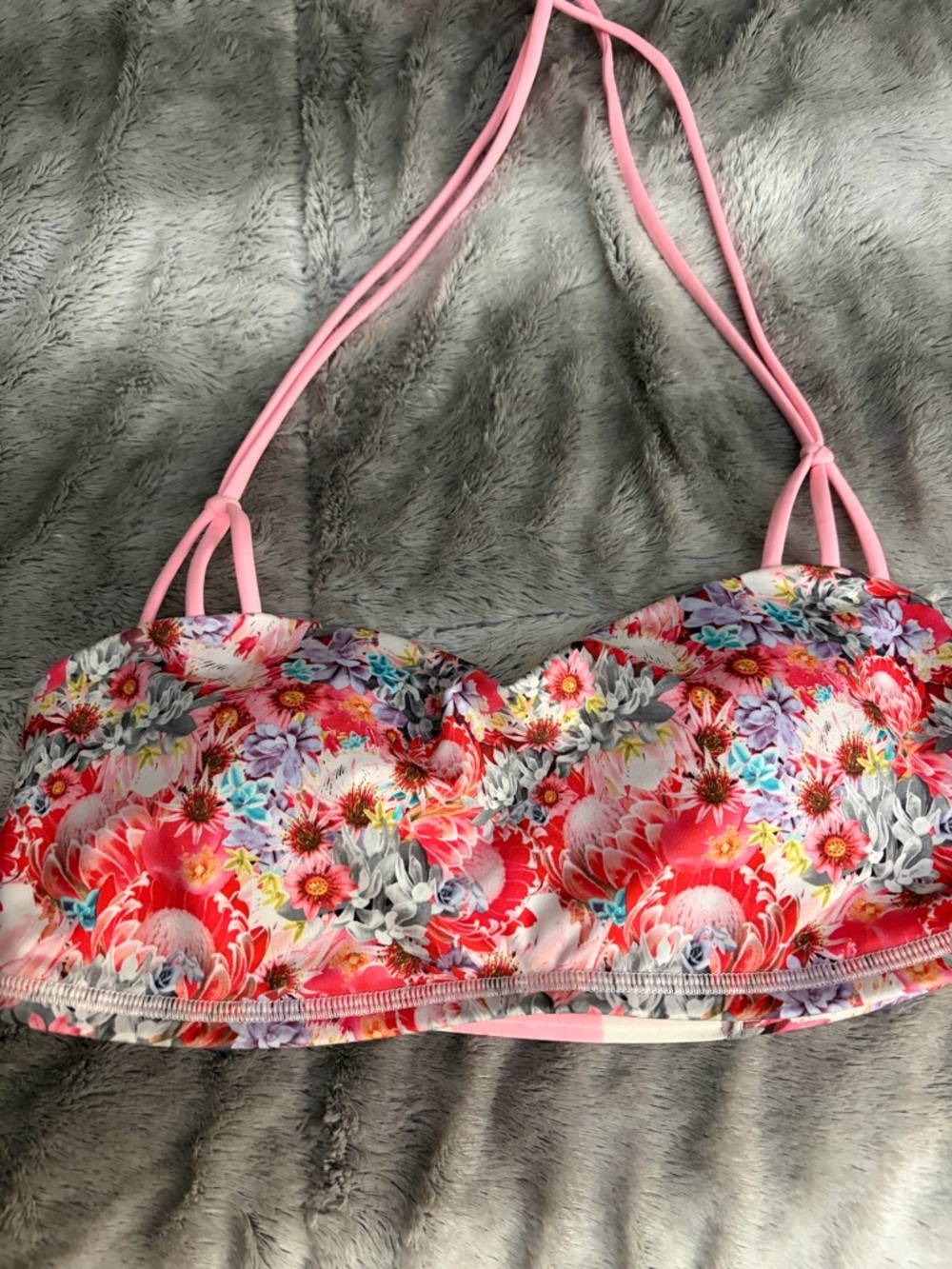lululemon athletica Pink Floral Bandeau Bikini Top